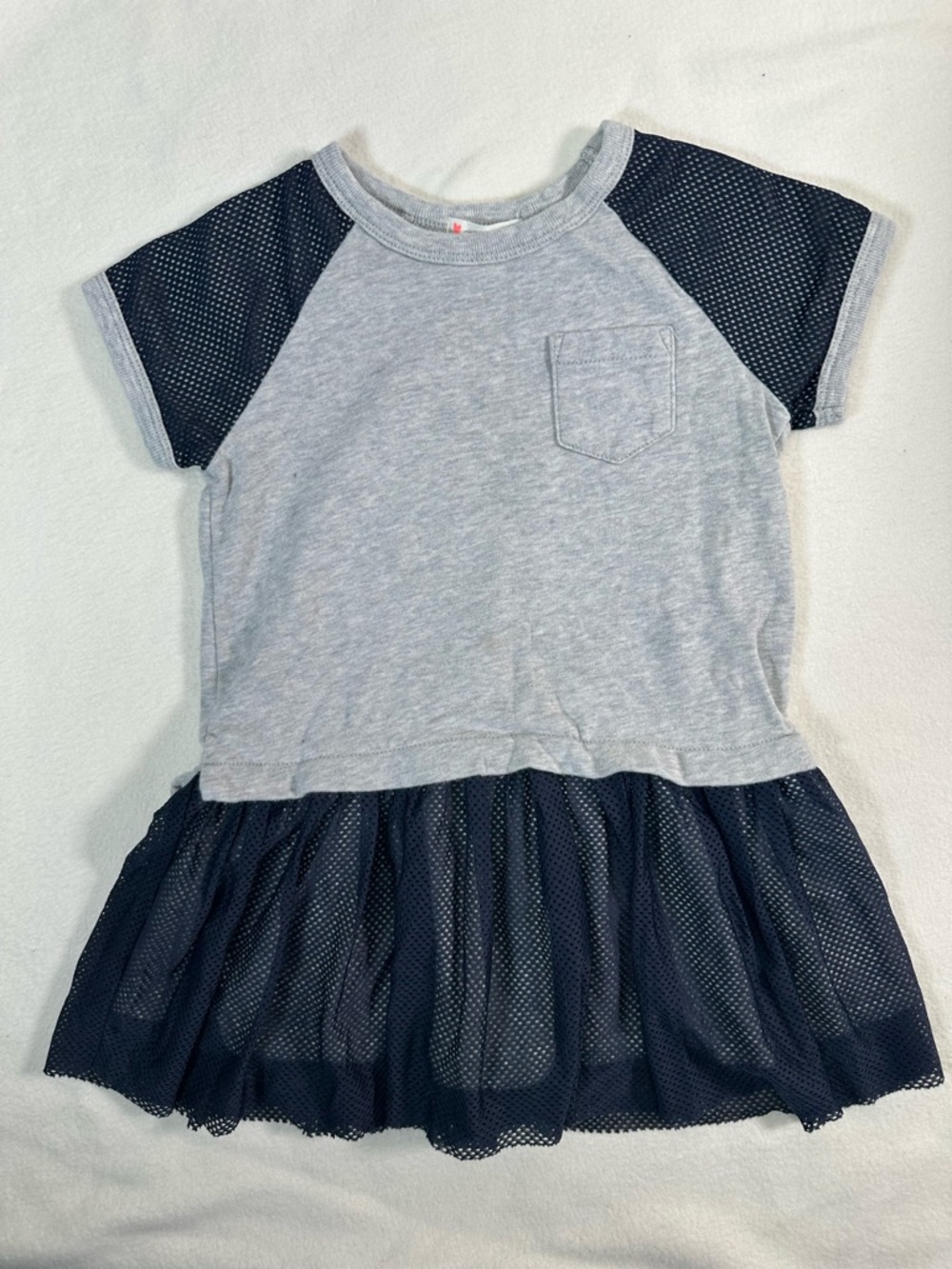 Crewcuts Toddler Navy Gray Mesh Sporty Dress Size 3